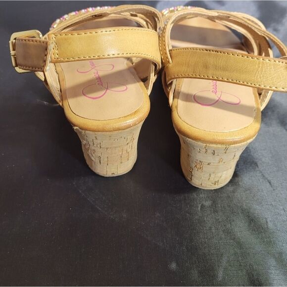 JESSICA SIMPSON LITTLE/BIG GIRL'S FALLON CORK-WRAPPED MIDSOLEWEDGE SANDAL SHOES - Picture 10 of 15